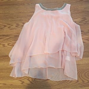 NEVER WORN Francesca Tiered Silver sequin Top